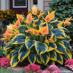 Хоста Флейм Данс купить по цене от 650р. в интернет-магазине «Посадика» с доставкой почтой в в Дюртюлие и по всей России – [изображение №1].